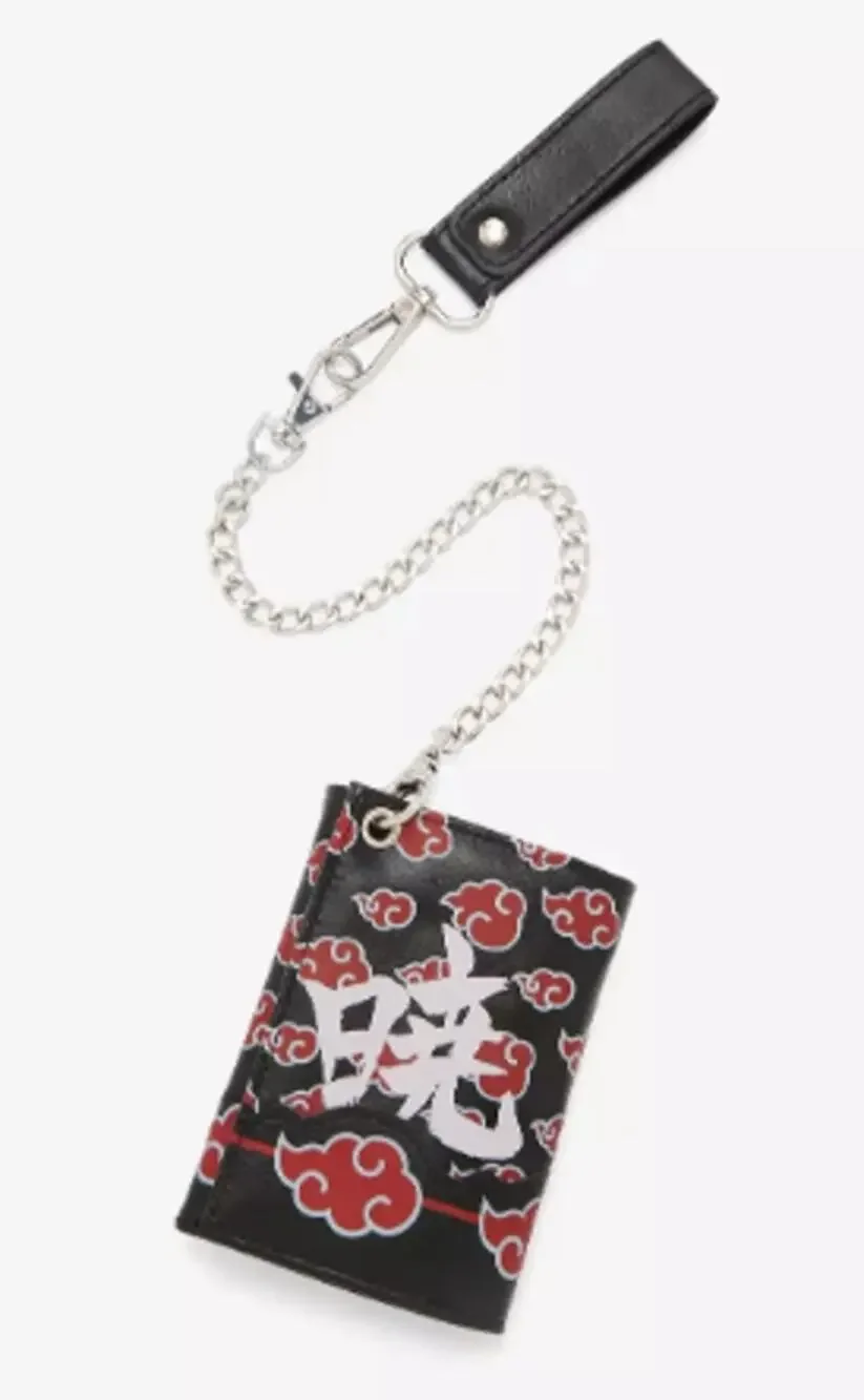 Hot Topic NWT Naruto Shippuden Akatsuki Trifold Wallet Detachable Chain Anime